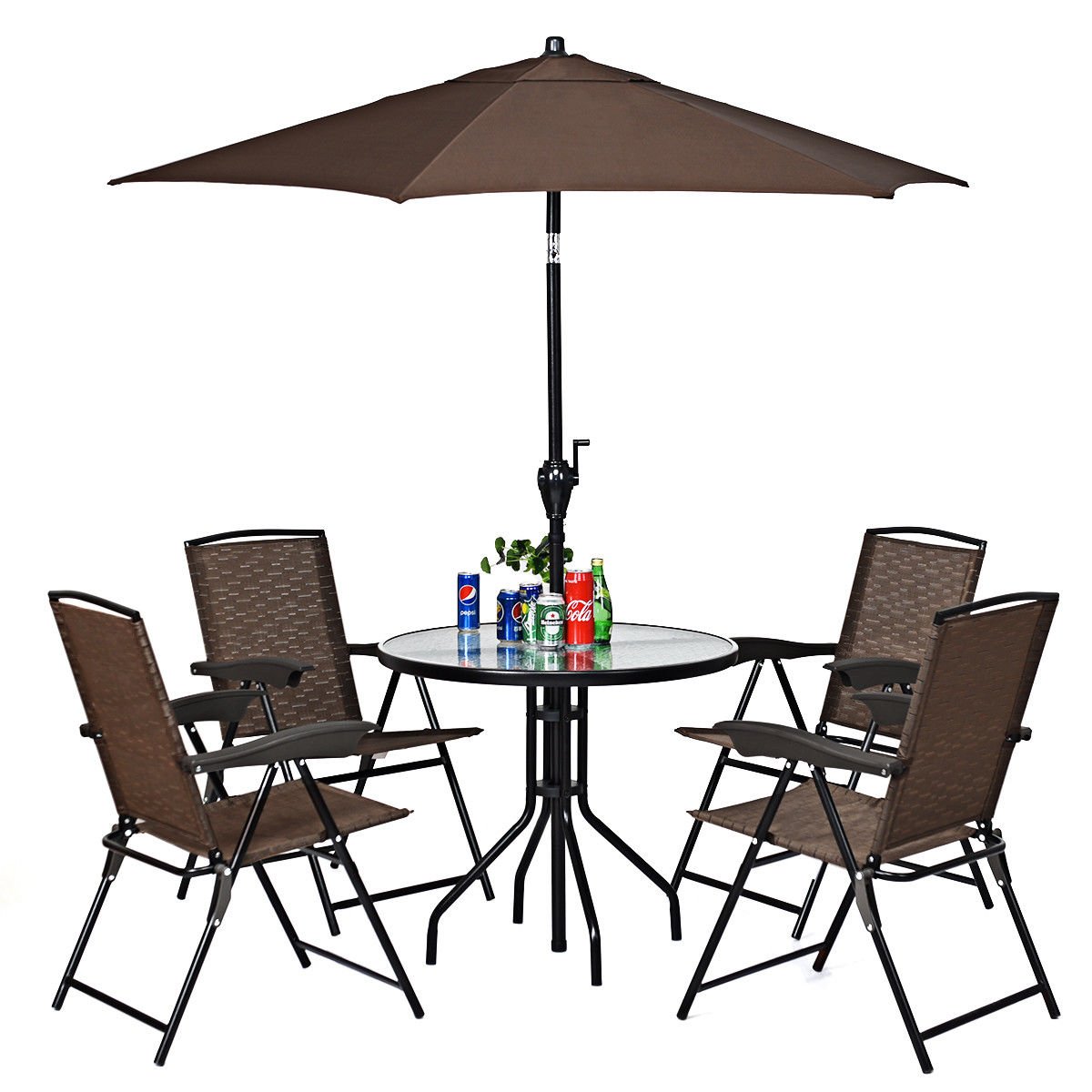 4PCS Adjustable Folding Fabric Chair Powder Coated Steel Tube Frame Indoor Outdoor