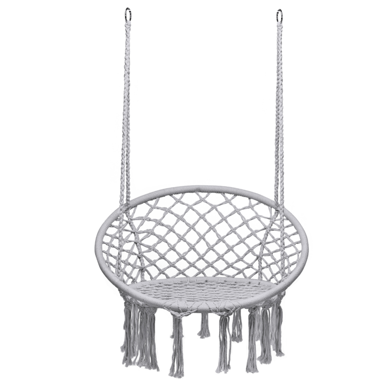 Gymax Hammock Chair Hanging Cotton Rope Macrame Swing Chair Indoor Outdoor - Gray