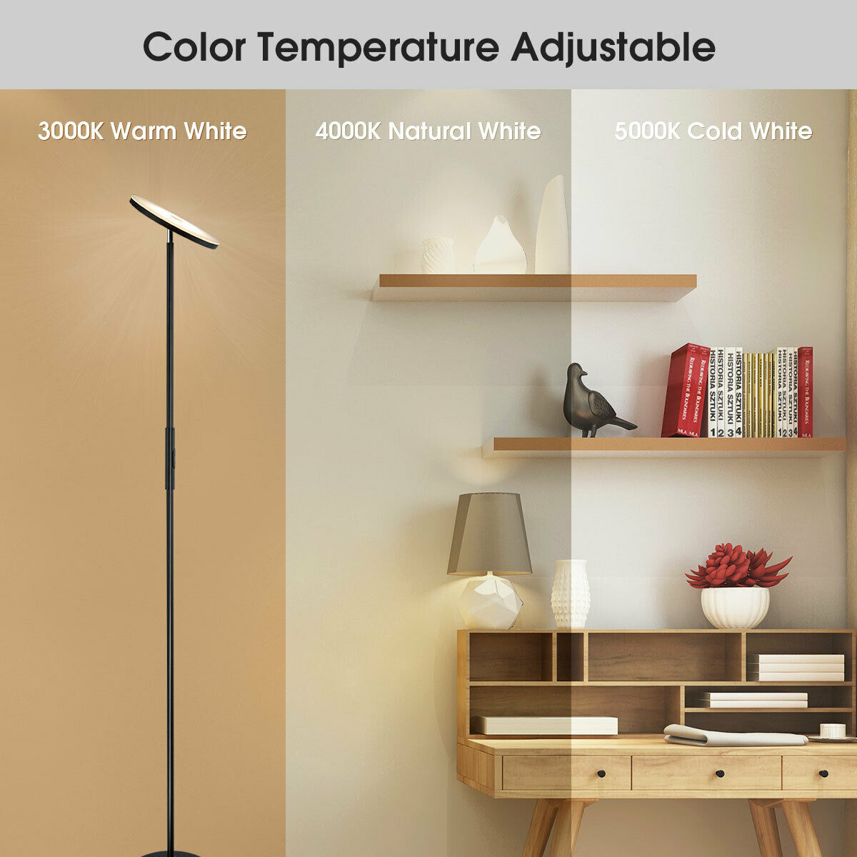 Standing Sky LED Light Modern Dimmable Torchiere Touch Control Bedroom Office