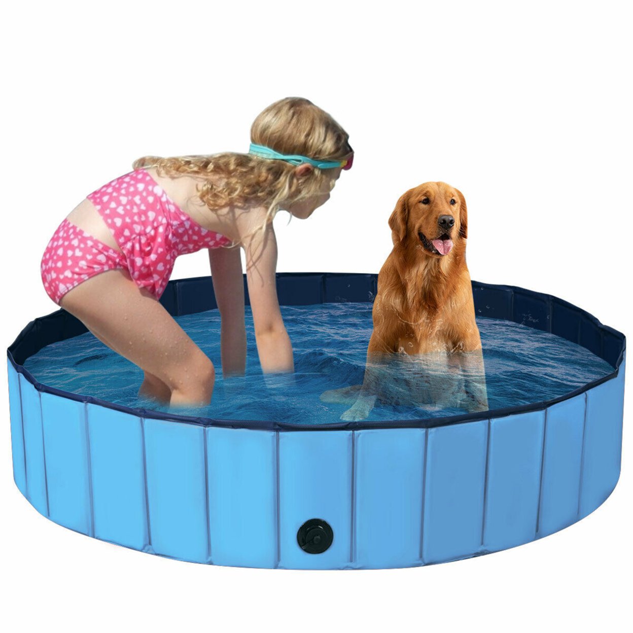 55'' Foldable Dog Pet Pool Kiddie Bathing Tub Indoor Outdoor Portable Leakproof
