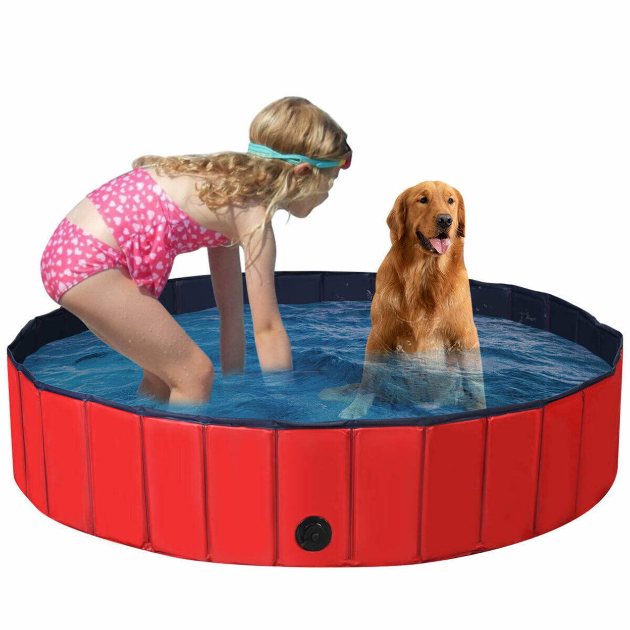63'' Foldable Dog Pet Pool Kiddie Bathing Tub Indoor Outdoor Leakproof Portable