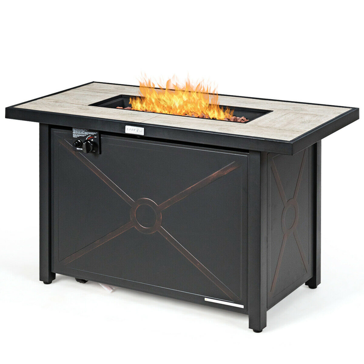 Gymax 42'' Rectangular Propane Gas Fire Pit 60,000 Btu Heater Outdoor Table W/ Cover