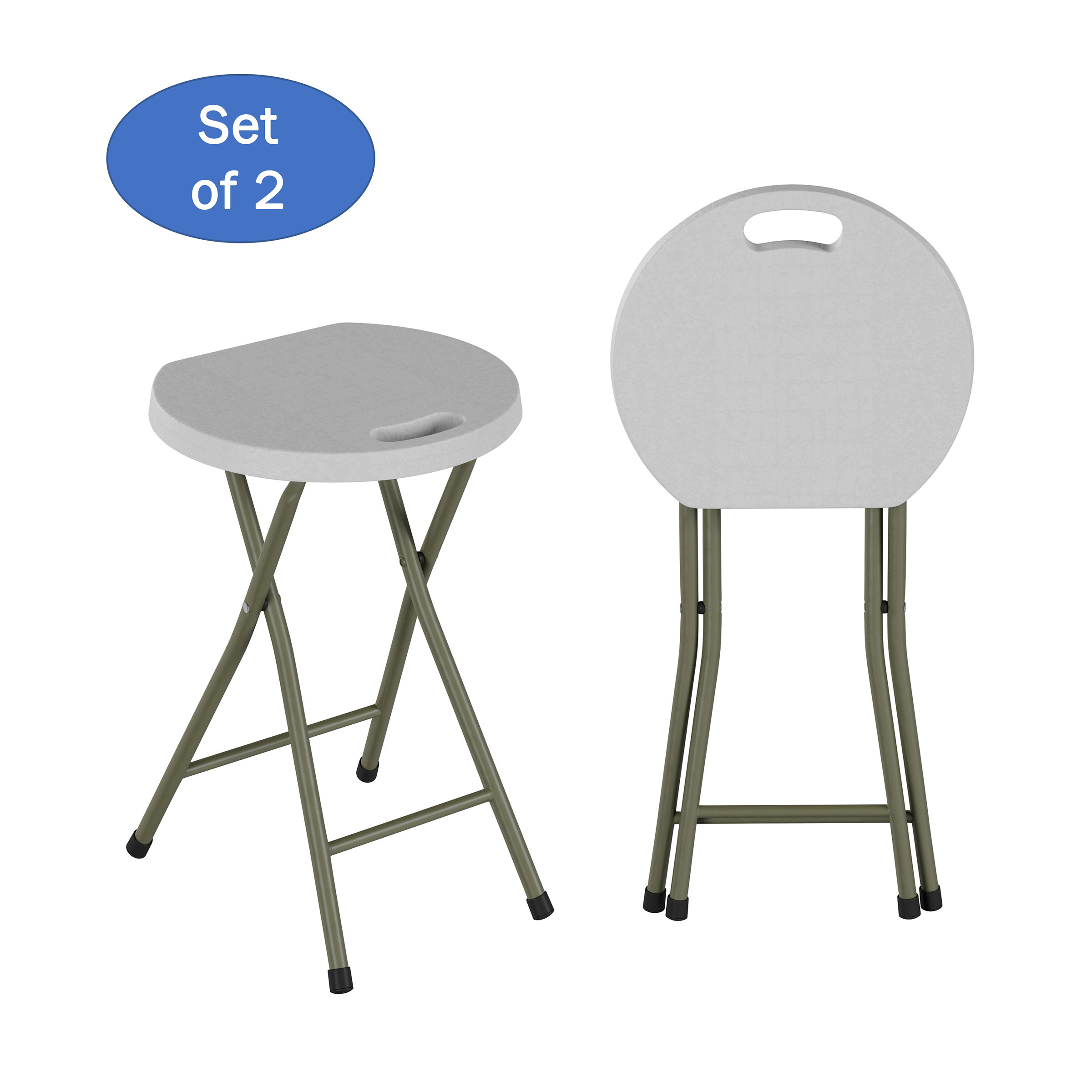 18-Inch Folding Stool- Set Of 2 Visitor Guest Seating Easy Storage