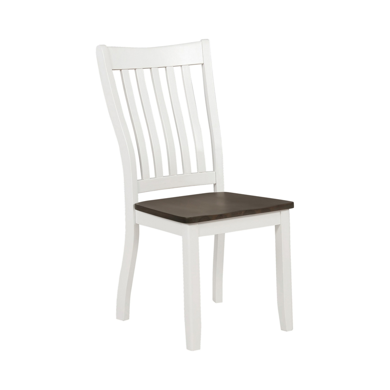 Farmhouse Wooden Dining Chair With Slatted Back, Set Of 2, White And Brown- Saltoro Sherpi