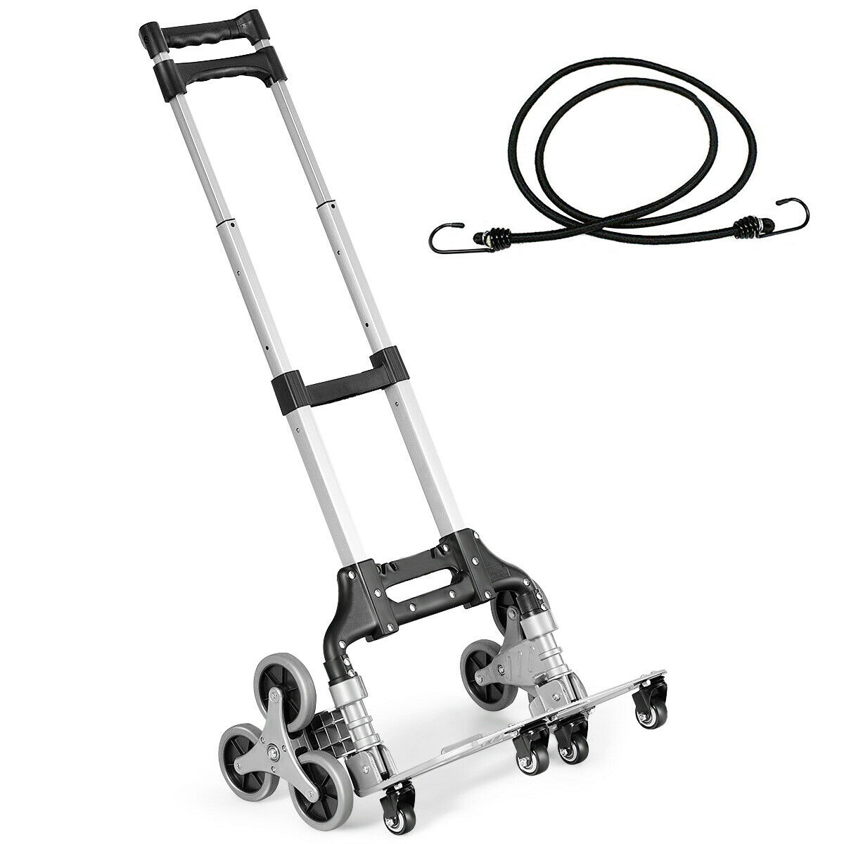 Folding Stair Climbing Cart Portable Hand Truck Utility Dolly W/ Bungee Cord