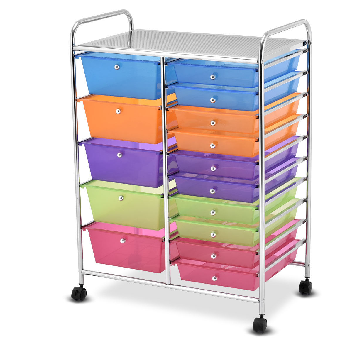 Rolling Storage Cart 15 Drawers Organize Shelf Office School