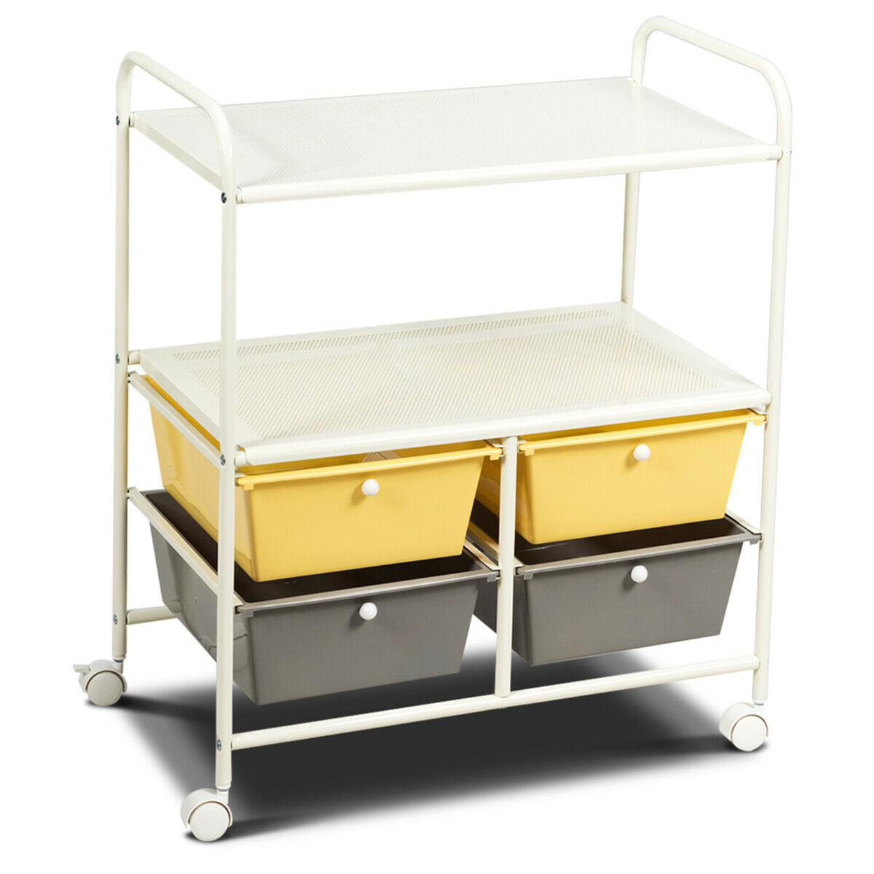 4 Drawers Rolling Storage Cart Metal Rack Shelf Home Office Furniture