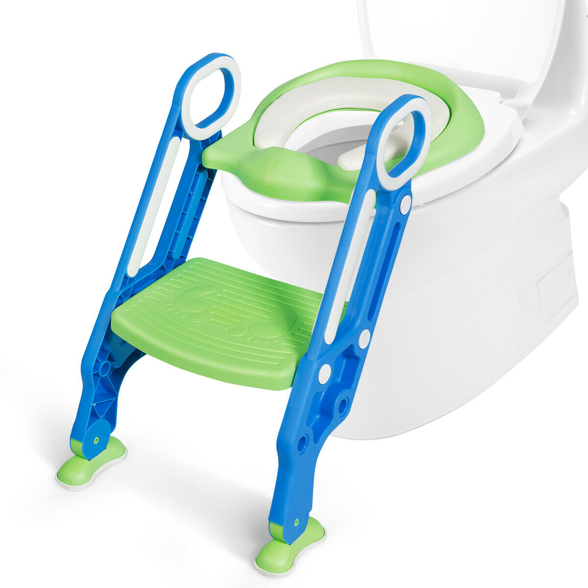 Foldable Potty Training Toilet Seat W/ Step Stool Ladder Adjustable For Kids