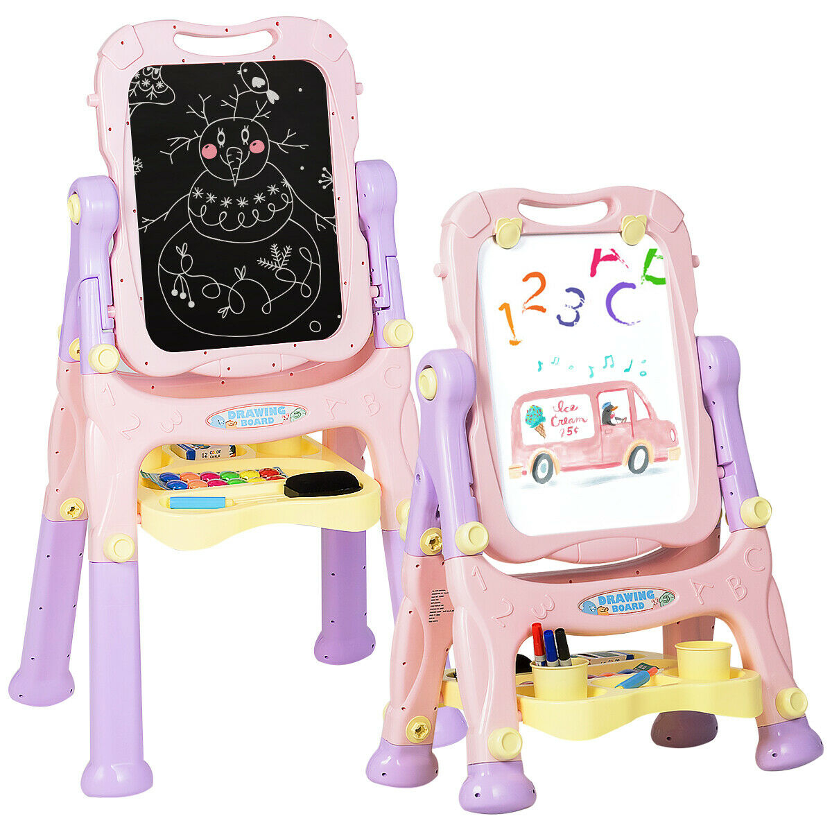 Height Adjustable Kids Easel Double Sided Art Easel Purple Home
