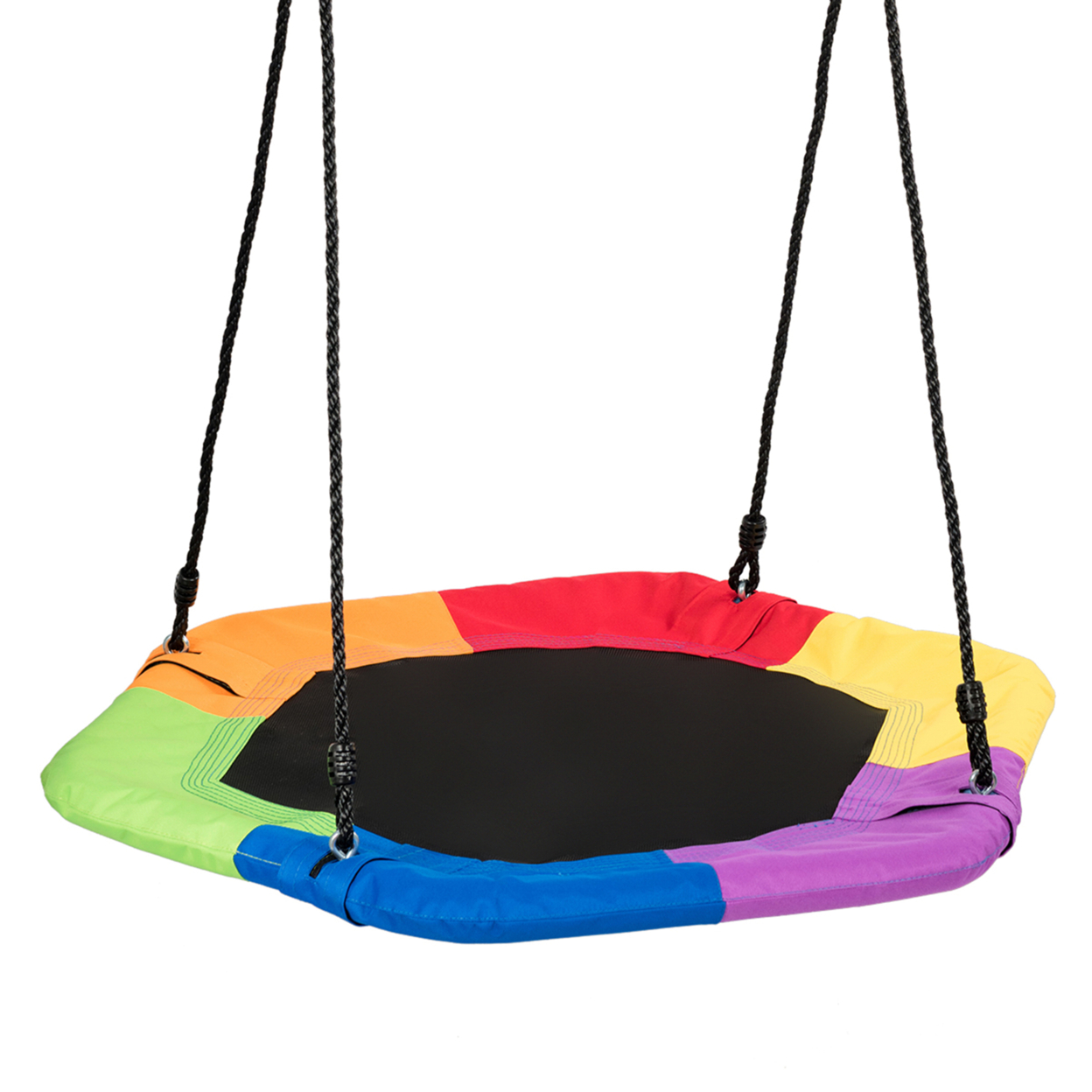 Portable Hexagon Tree Swing Kids Play Set 37'' W/ Adjustable Height - Multi-color