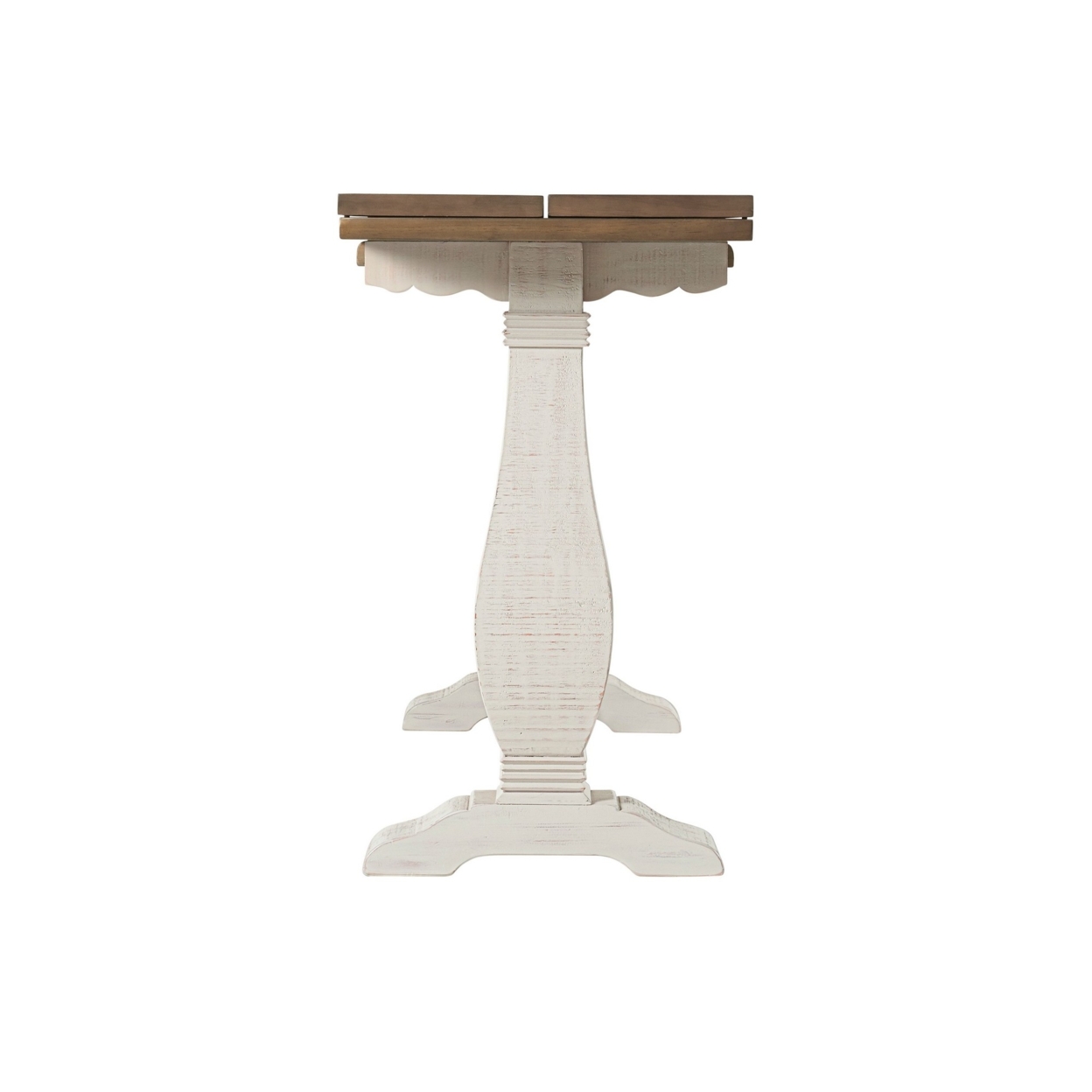 30 Inch Extendable Console With Pedestal Base, Brown And White- Saltoro Sherpi