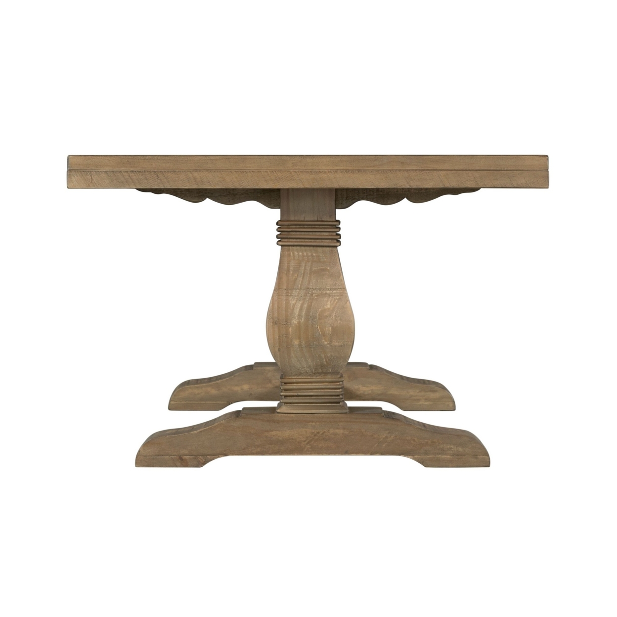 19 Inch Rectangular Coffee Table With Pedestal Base, Brown- Saltoro Sherpi