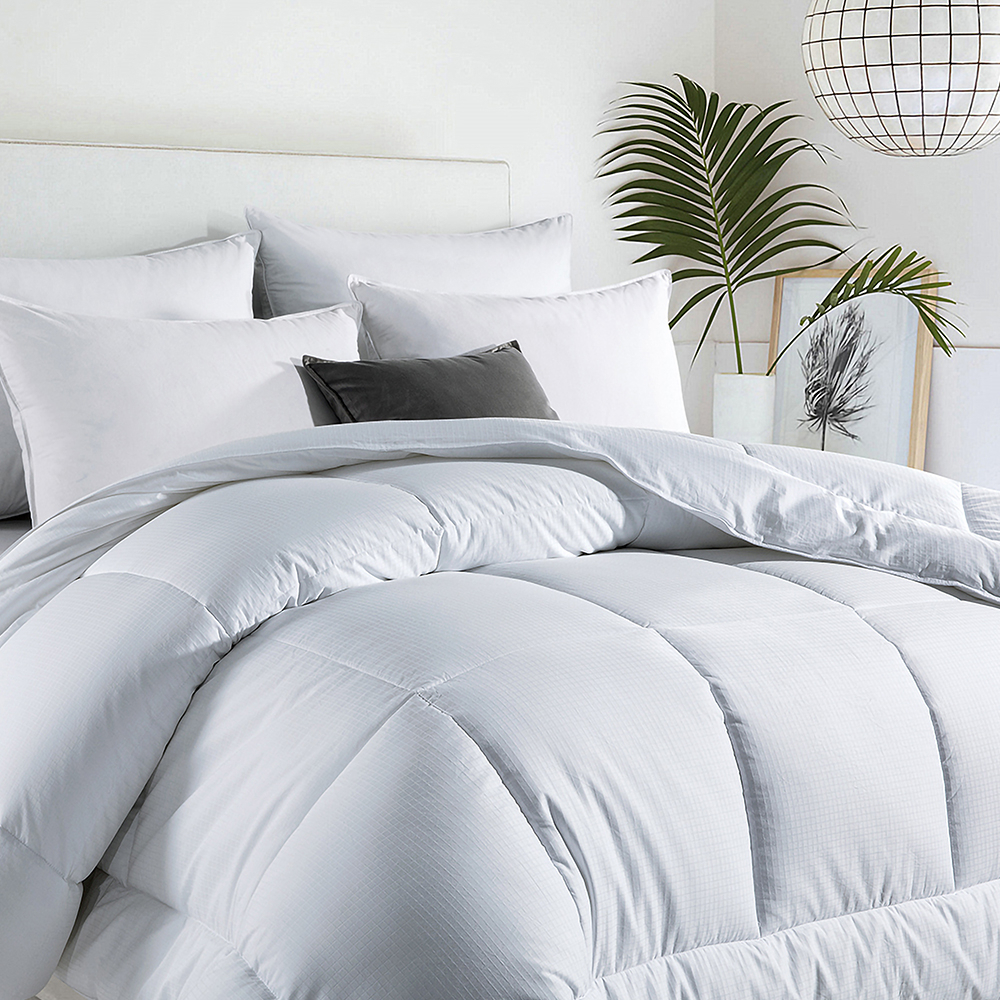 All Seasons Dobby Square Down Alternative Comforter - Versatile And Cozy Bedding, Machine Washable Comforter - Full/Queen, White