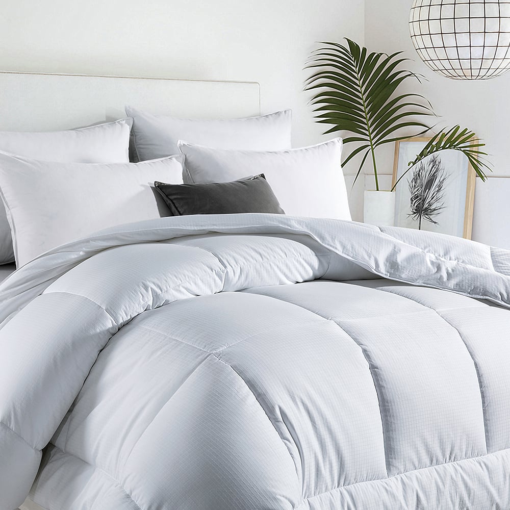 All Seasons Dobby Square Down Alternative Comforter - Versatile And Cozy Bedding, Machine Washable Comforter - Twin, White
