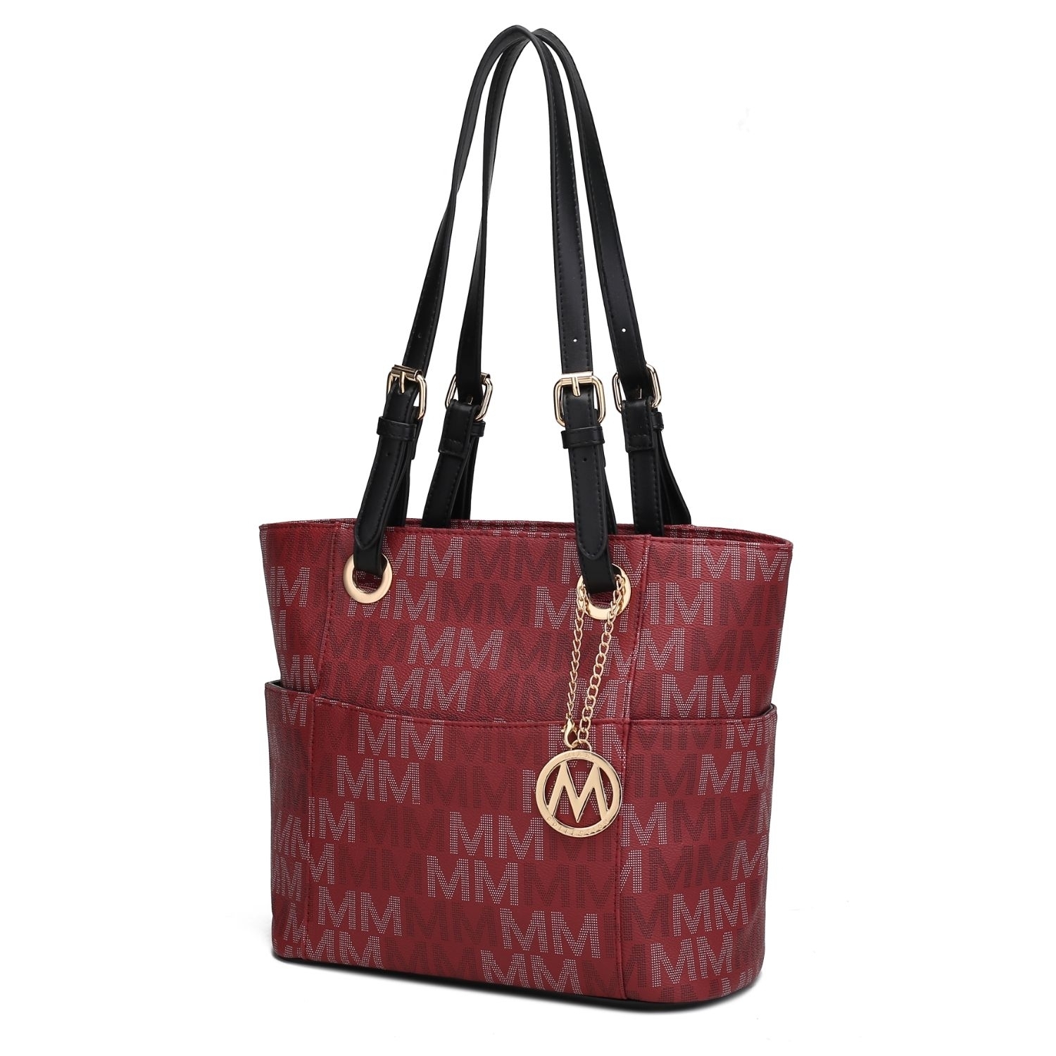 MKF Collection Cavalli M Signature Tote Handbag By Mia K - Burgundy