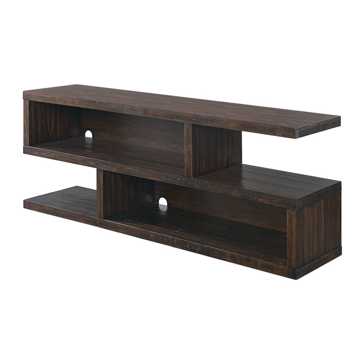 70 Inch Contemporary Wooden TV Stand With Flat Base, Brown- Saltoro Sherpi