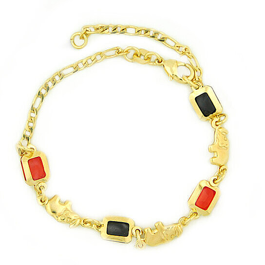 14k Gold Filled Figaro Azabache Bracelet 7.5 
