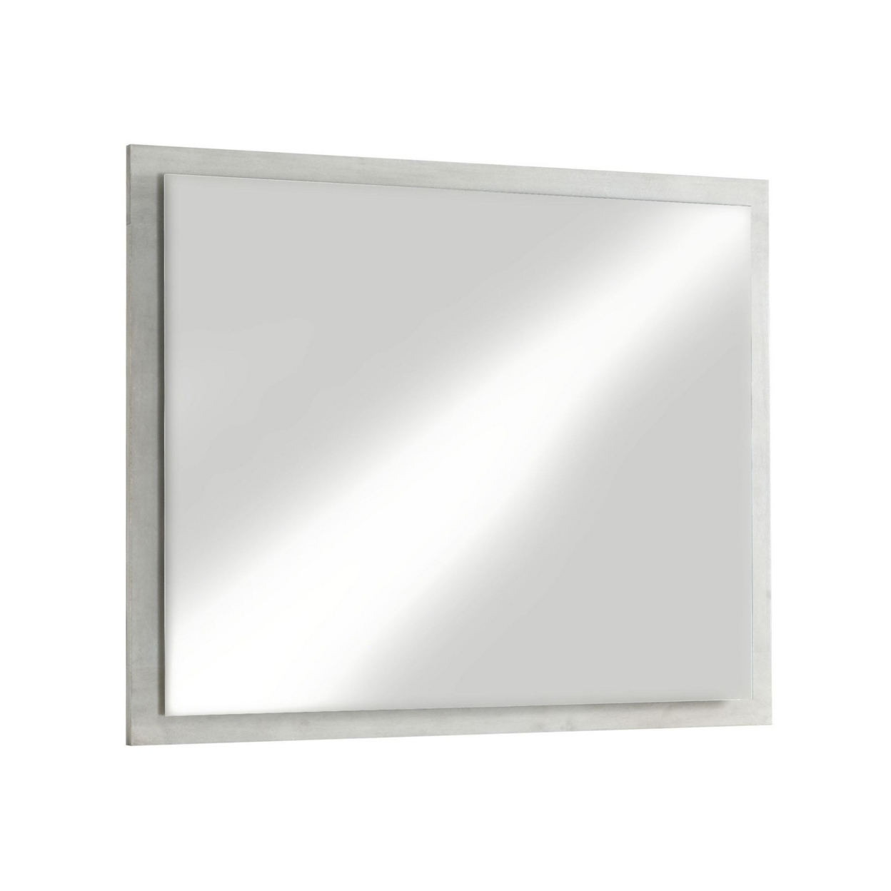 40 Inch Rectangular Wooden Frame Modern Mirror, Gray- Saltoro Sherpi
