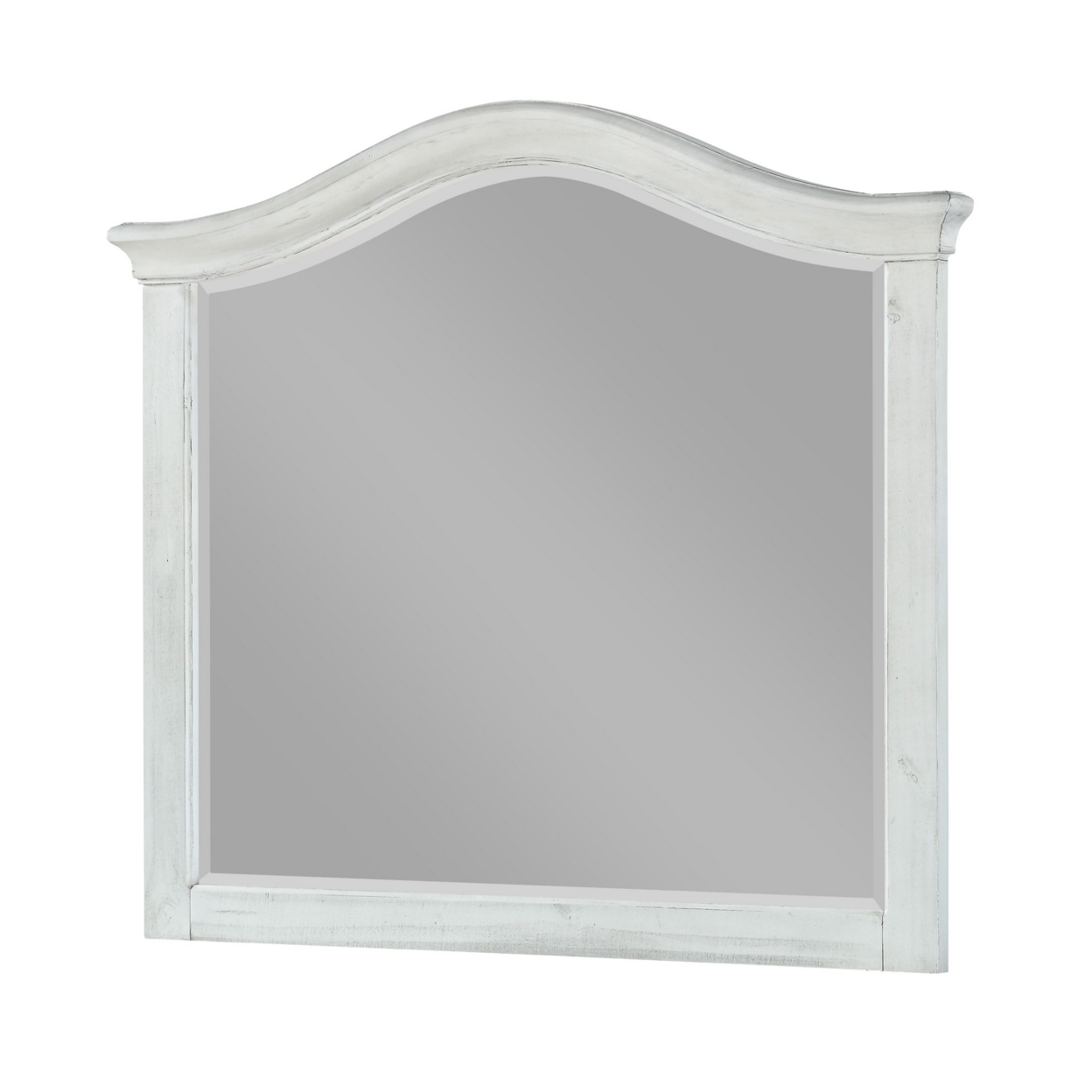 45 Inch Beveled Wooden Frame Mirror, Weathered White- Saltoro Sherpi
