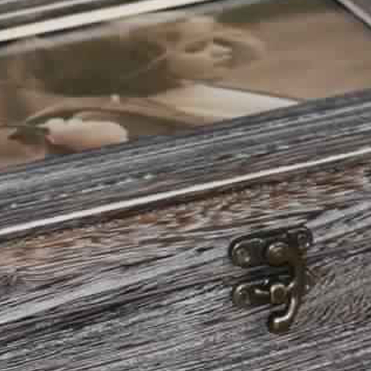 Molded Wooden Storage Box With Photo Frame Lid, Set Of 2, Gray- Saltoro Sherpi