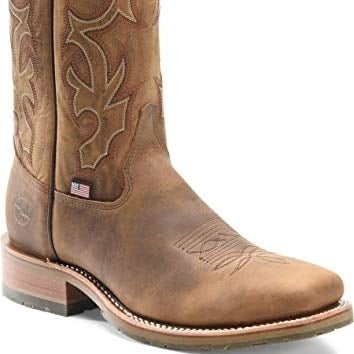 Double-H Boots - Mens - Mens 11 Inch Domestic Steel Toe Wide Square Roper TAN - Old Town Folklore, 8.5-2E