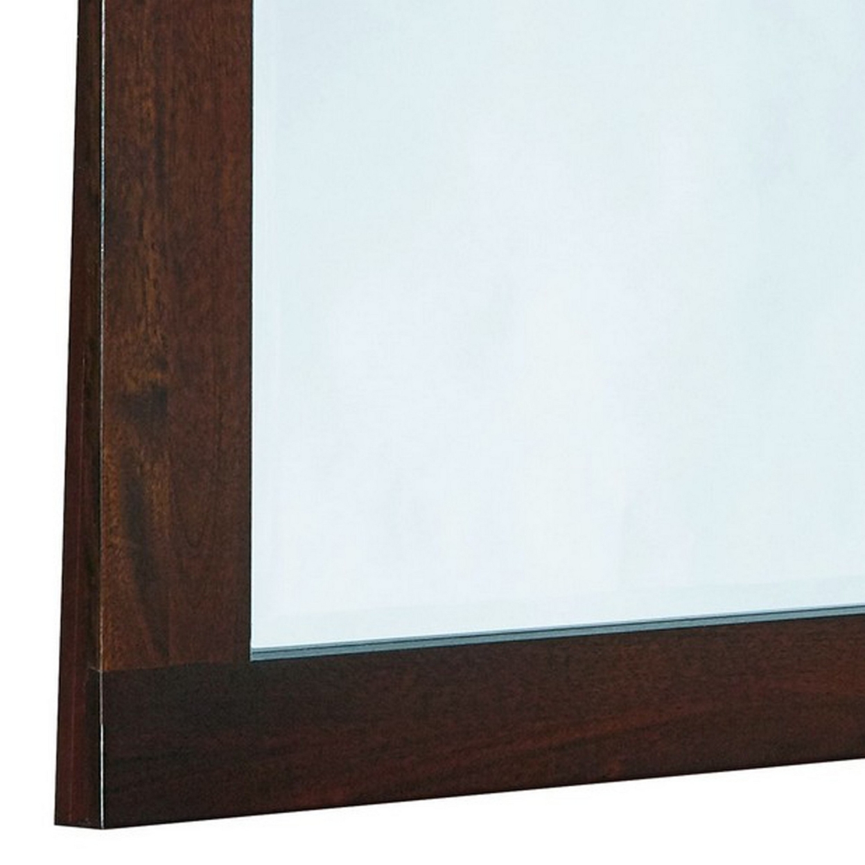 46 Inch Rectangular Arched Wooden Frame Mirror, Brown- Saltoro Sherpi