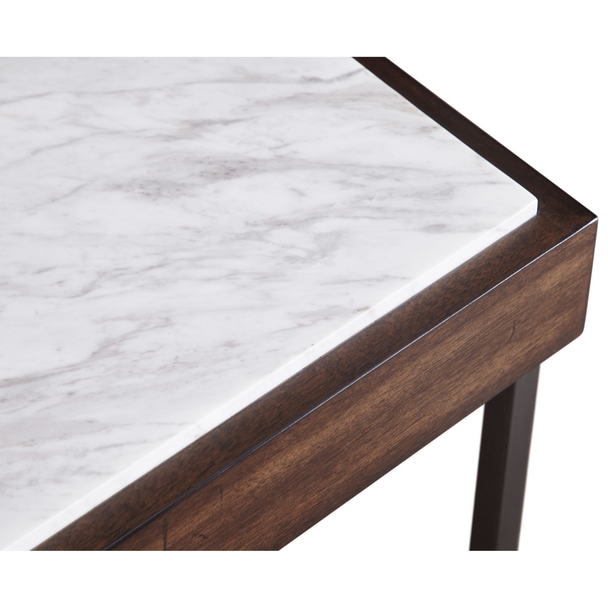 48 Inches Marble Top Console Table With Storage Slot, White And Brown- Saltoro Sherpi