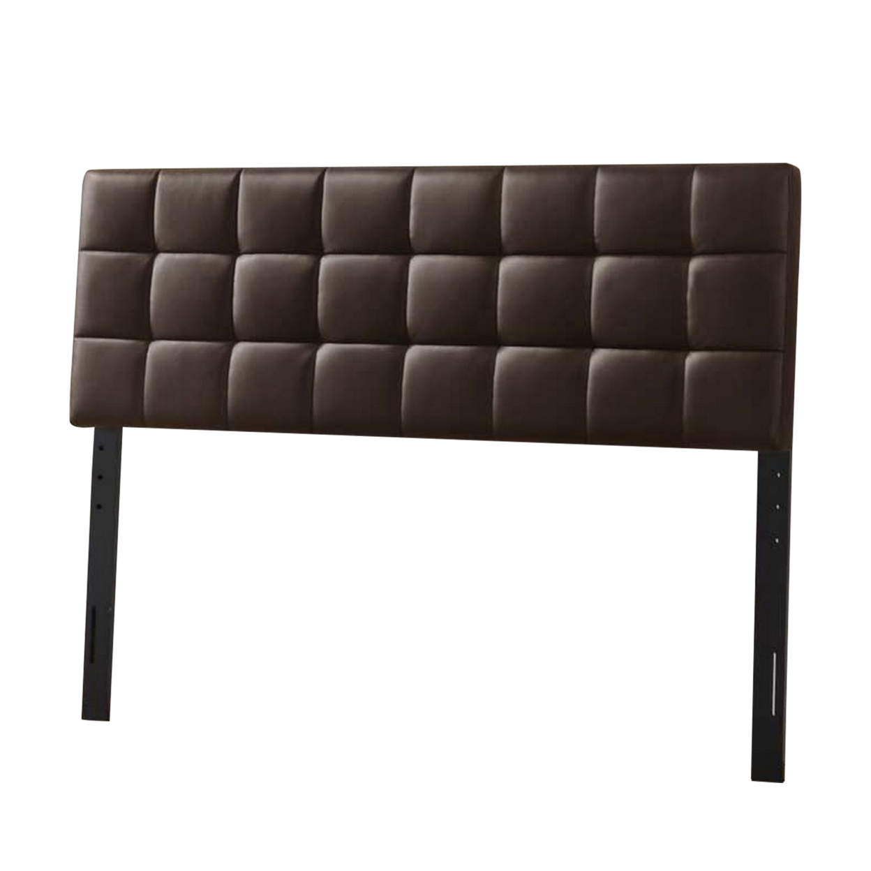 Faux Leather Upholstered King Size Headboard With Square Tufting, Brown- Saltoro Sherpi