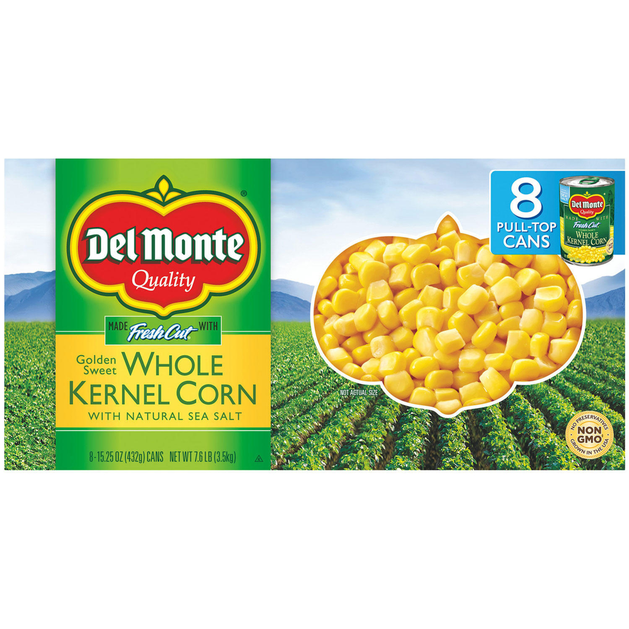 Del Monte Golden Sweet Whole Kernel Corn, 15.25 Ounce (8 Pack)
