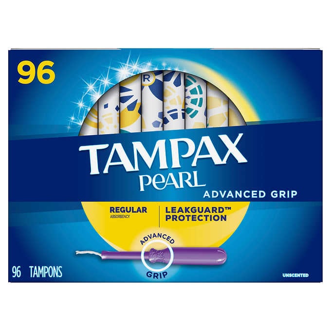 Tampax Pearl Advanced Grip Tampons Regular, 96 Count