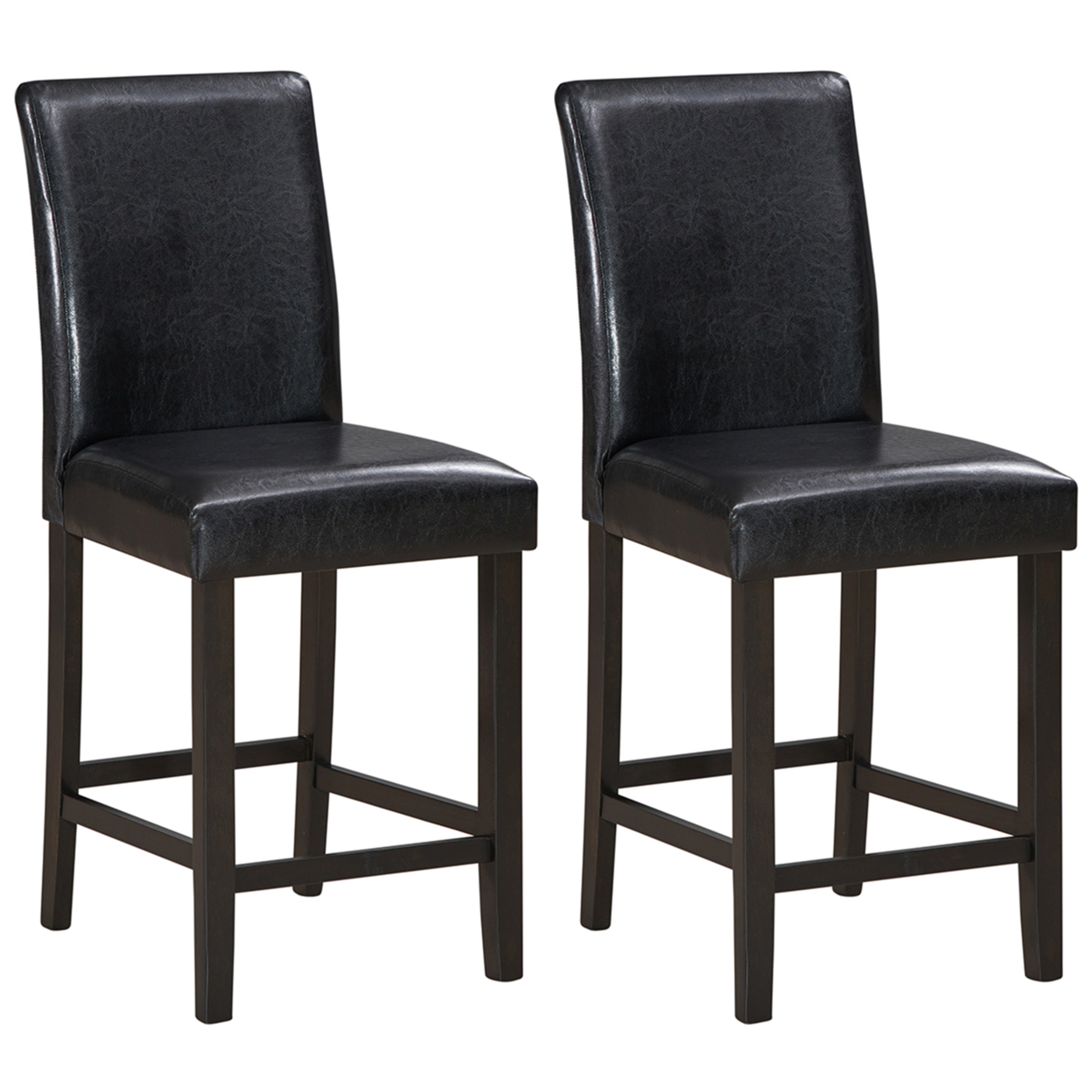 Set Of 2 Bar Stools 25inch Counter Height Barstool Pub Chair W/Rubber Wood Legs