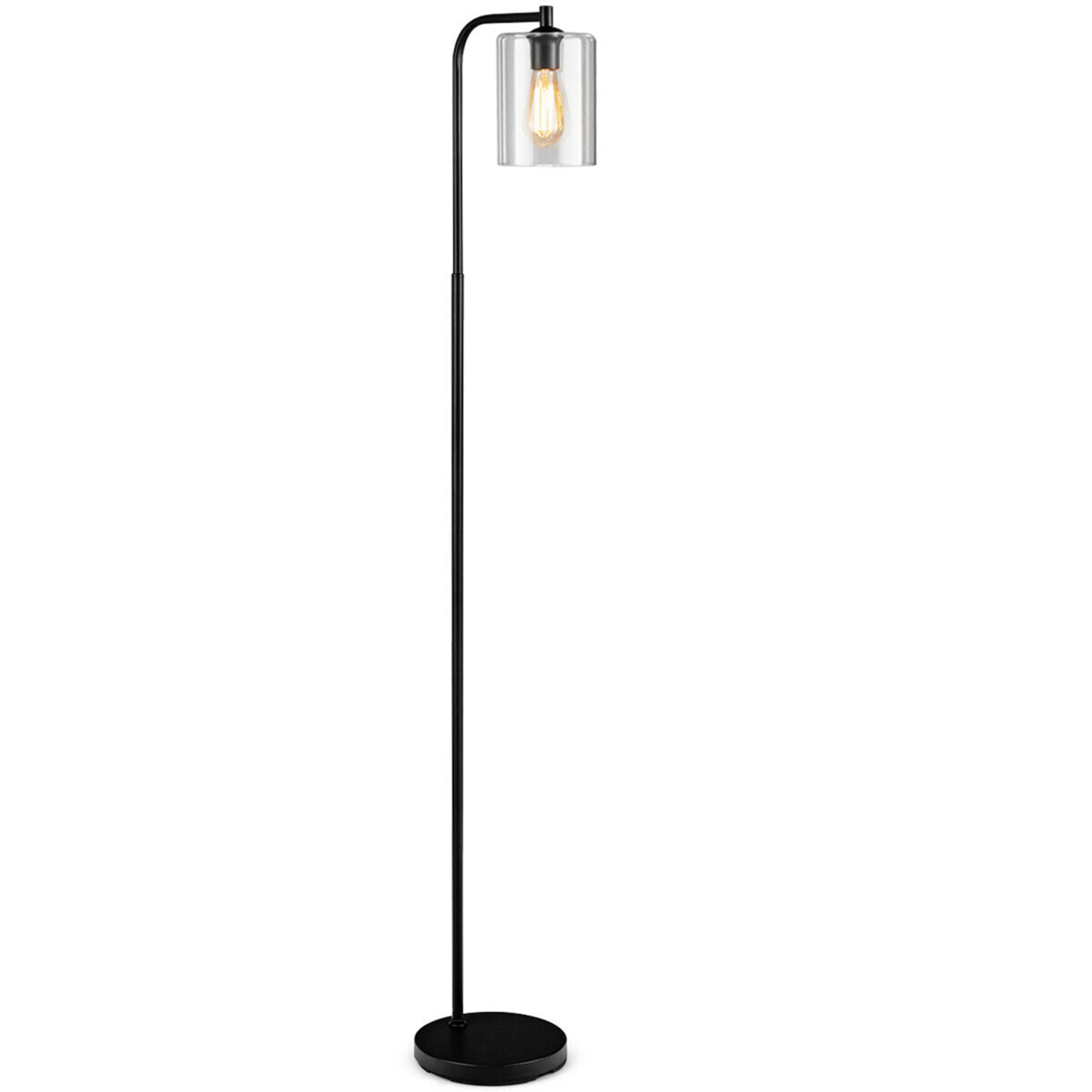 Industrial Floor Lamp W/ Glass Shade Indoor Modern Tall Pole Lamp For Office