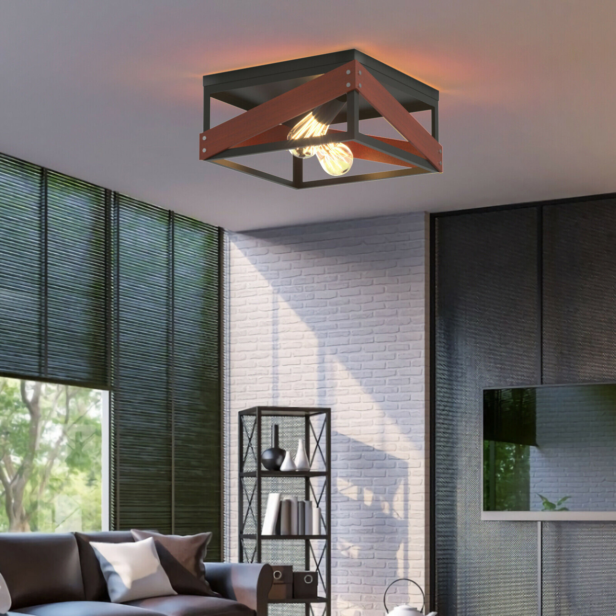 Adjustable Ceiling Lamp Geometric Lights Rustic Flush Mount Hallway Living Room