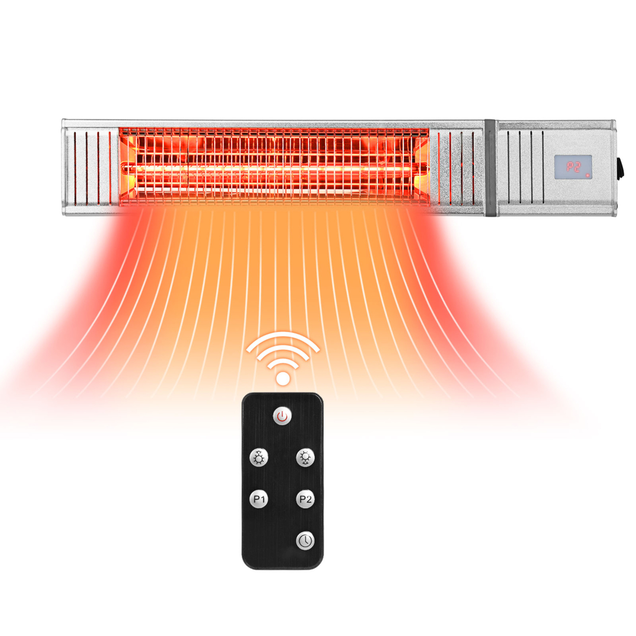 1500W Infrared Wall Mount Space Heater Indoor Outdoor W/ Remote Control