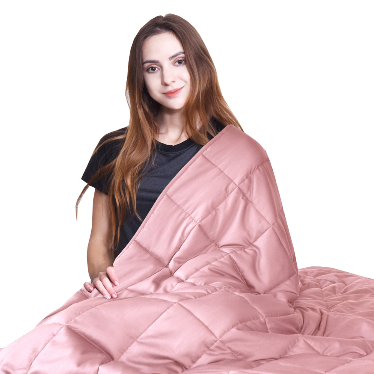 7-20 Lbs Cooling Weighted Blanket Luxury Cooler Version Pink - 60'' X 80'' 15 Lbs