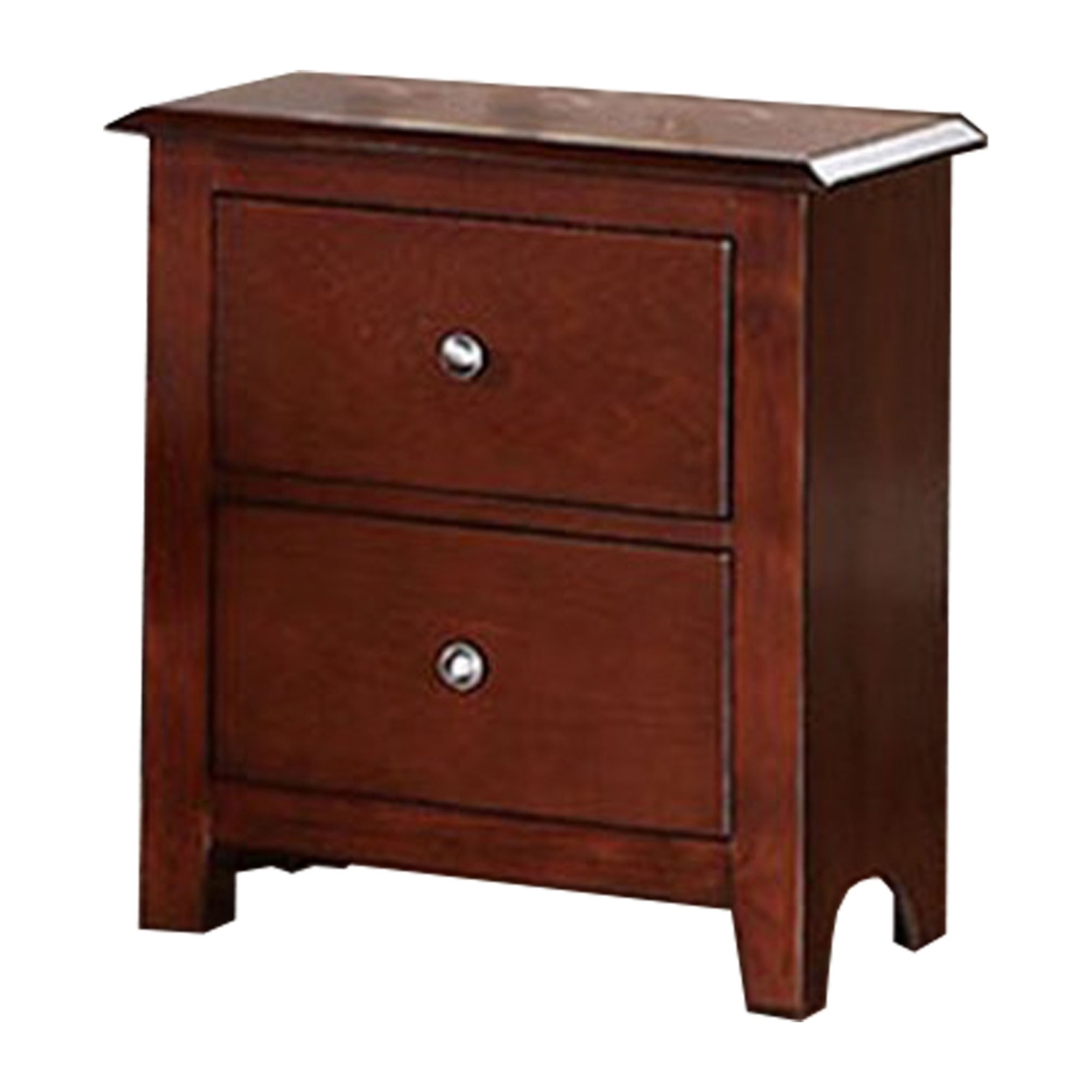 25 Inches 2 Drawer Wooden Nightstand With Metal Pulls, Brown- Saltoro Sherpi