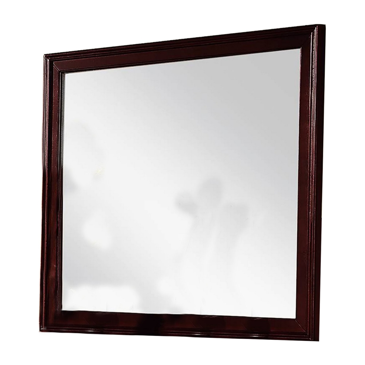 36 Inches Rectangular Molded Wood Encased Mirror, Brown- Saltoro Sherpi