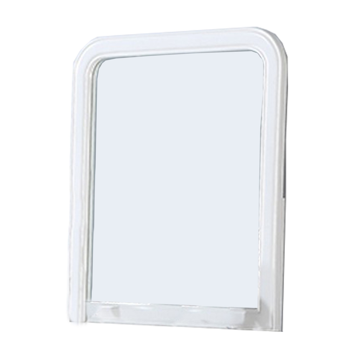 37 Inches Wooden Mirror With Curved Edges, White- Saltoro Sherpi