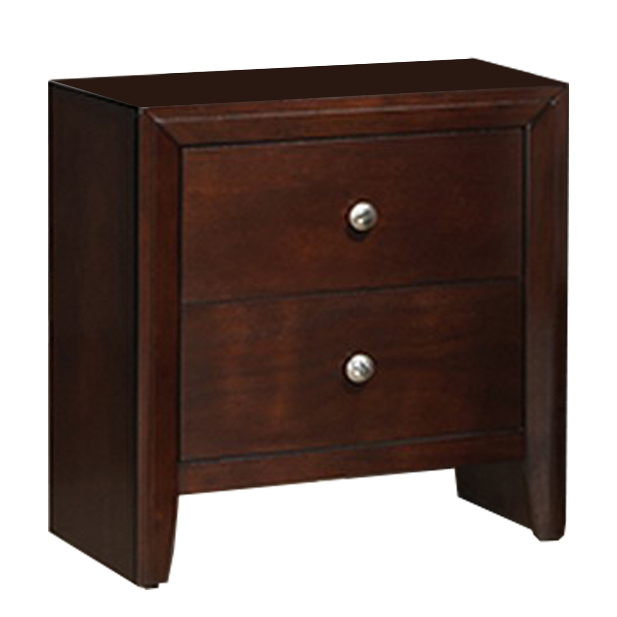 24 Inches 2 Drawer Wooden Nightstand With Metal Pulls, Brown- Saltoro Sherpi