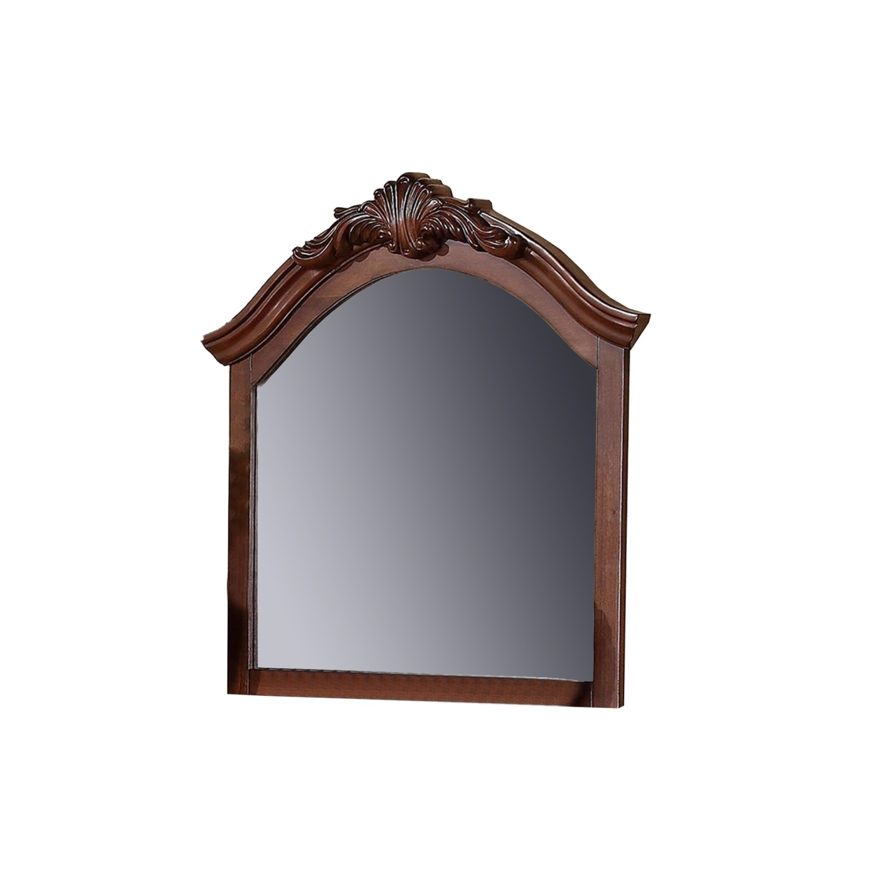 42 Inches Crowned Top Wooden Mirror, Brown- Saltoro Sherpi