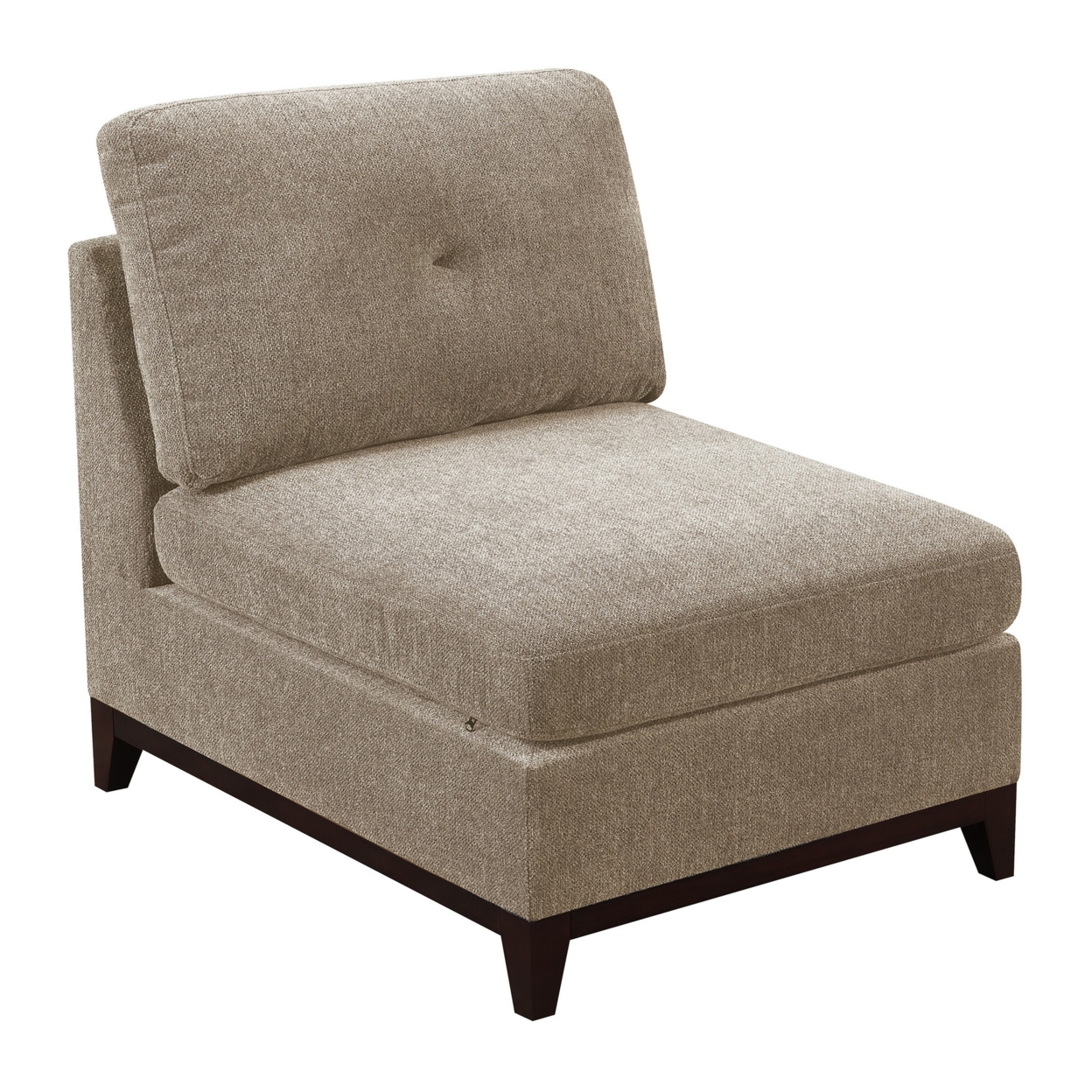 Fabric Armless Chair With Tufted Back Pillow, Gray- Saltoro Sherpi