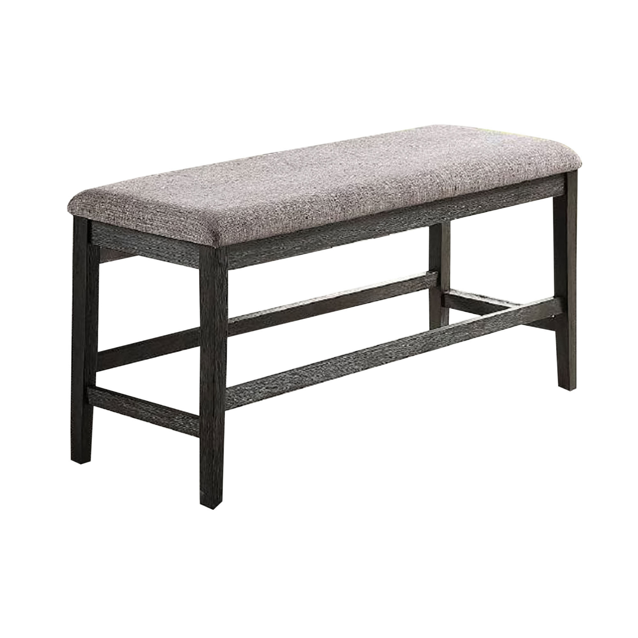 Distressed Wooden Dining Bench With Fabric Seat, Gray- Saltoro Sherpi