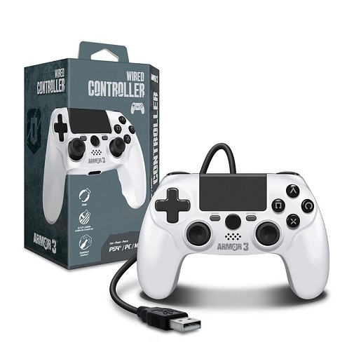 Wired Game Controller For PS4/ PC/ Mac (White) - Armor3
