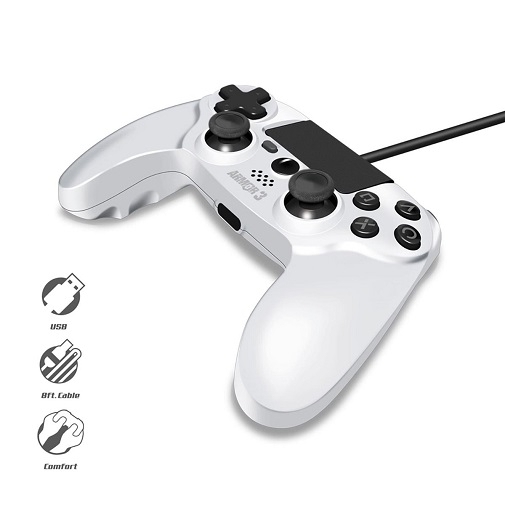 Wired Game Controller For PS4/ PC/ Mac (White) - Armor3