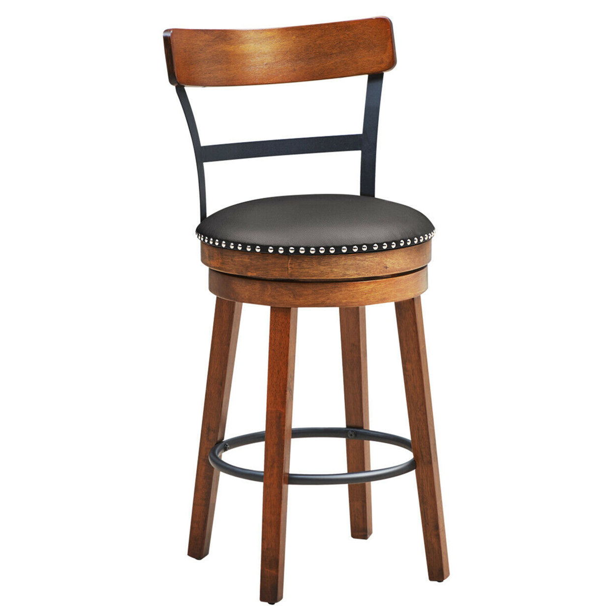 25.5'' BarStool Swivel Counter Height Kitchen Dining Bar Chair W/Rubber Wood Legs