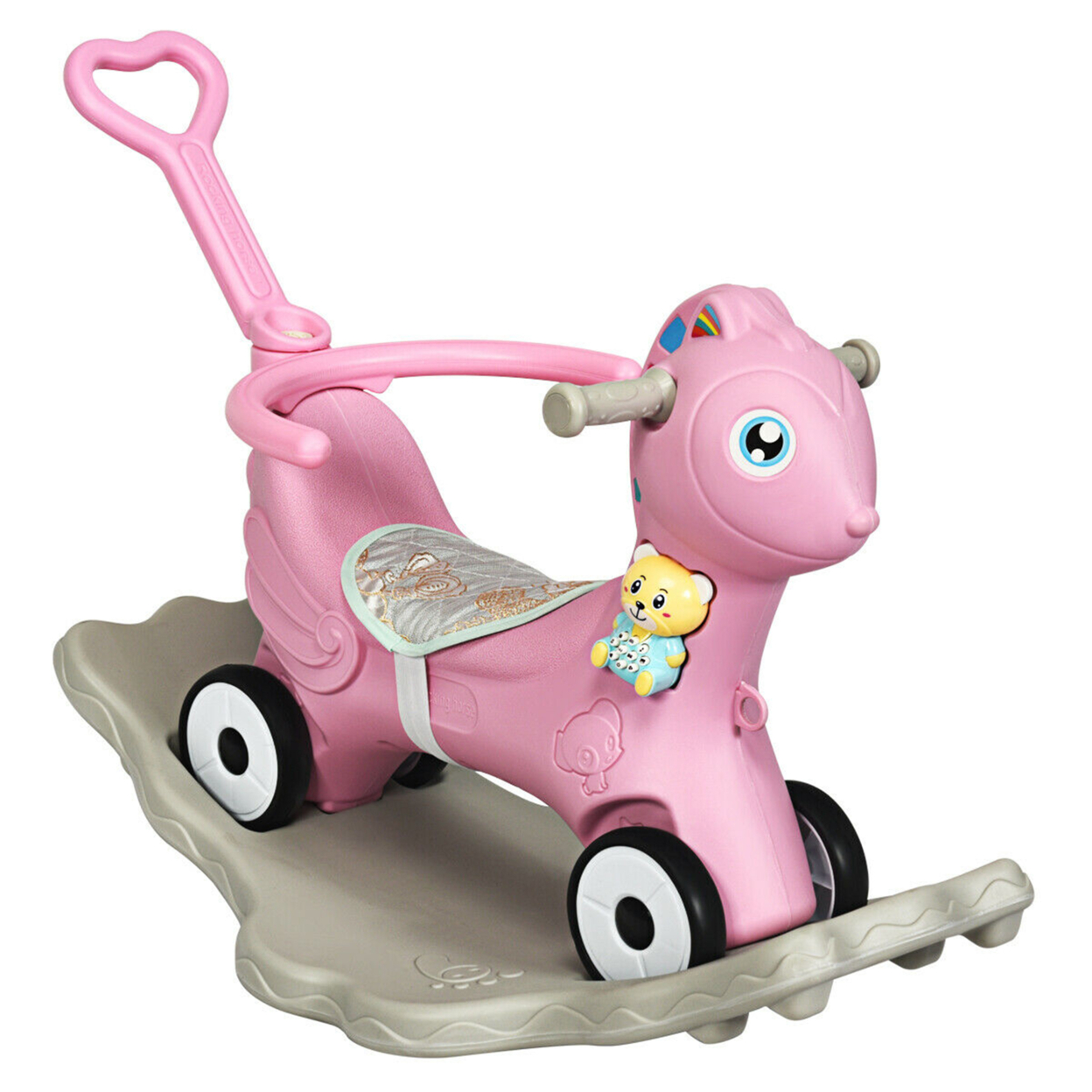 Baby Rocking Horse 4 In 1 Kids Ride On Toy Push Car W/ Music