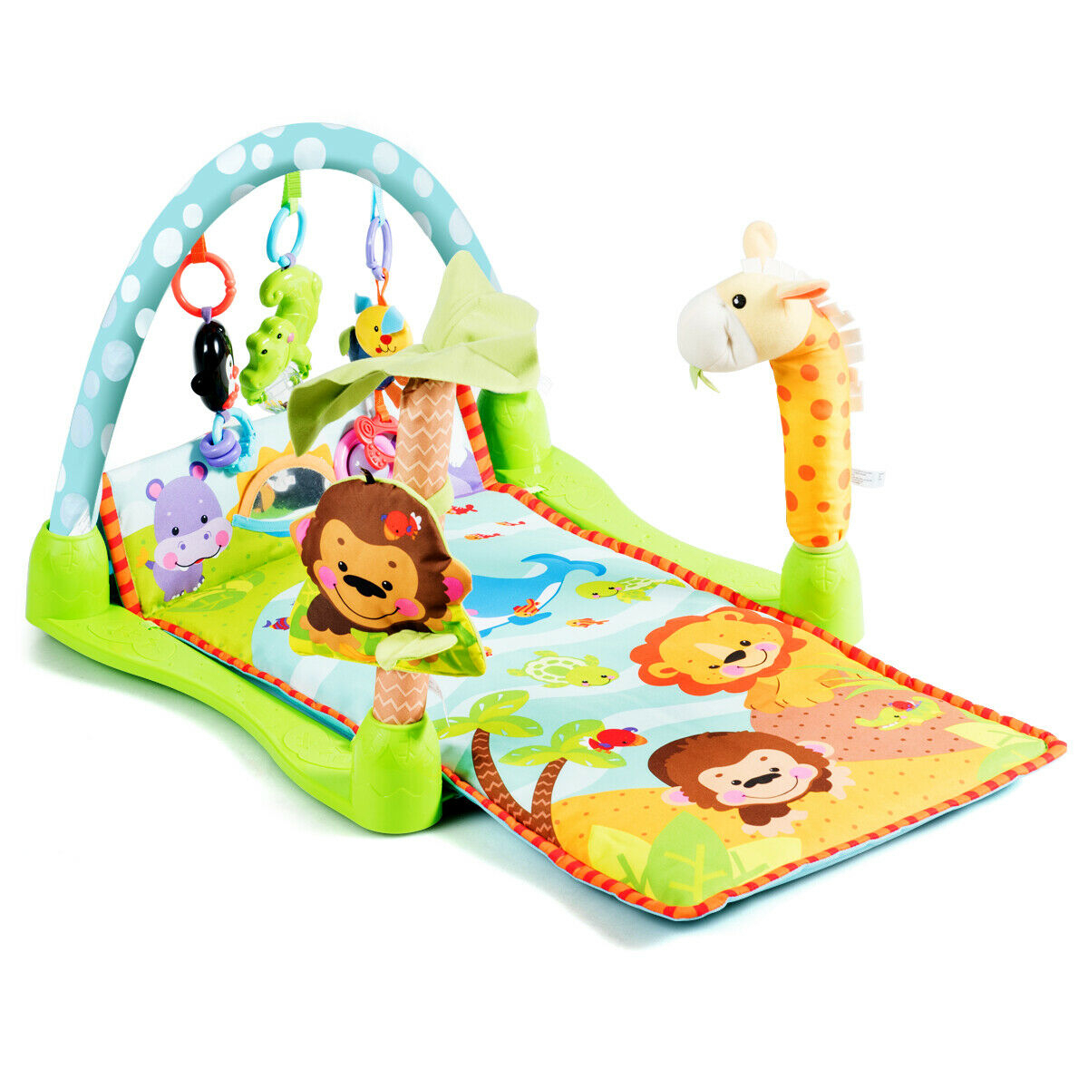 4-in-1 Baby Activity Play Mat Activity Center W/3 Hanging Toys