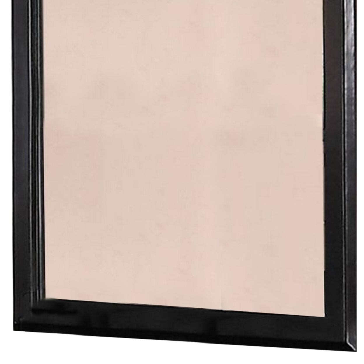 36 Inches Rectangular Wood Encased Mirror, Black- Saltoro Sherpi