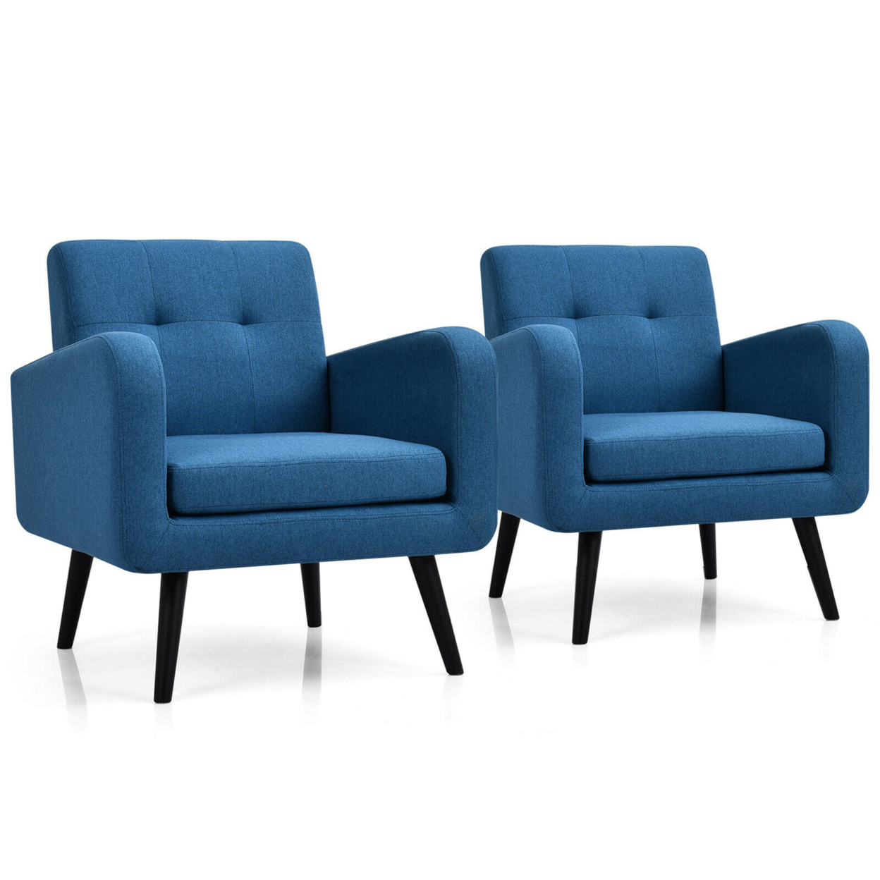 2PCS Accent Armchair Single Sofa Chair Home Office W/ Wooden Legs Blue