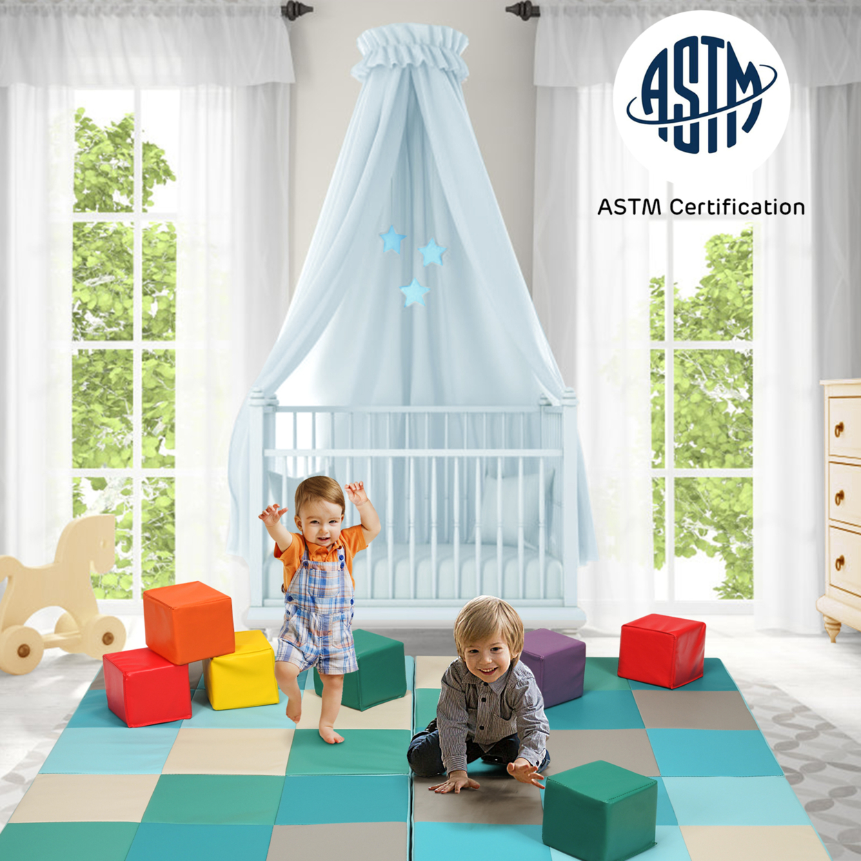 58'' Toddler Foam Play Mat Baby Folding Activity Floor Mat Home Daycare School